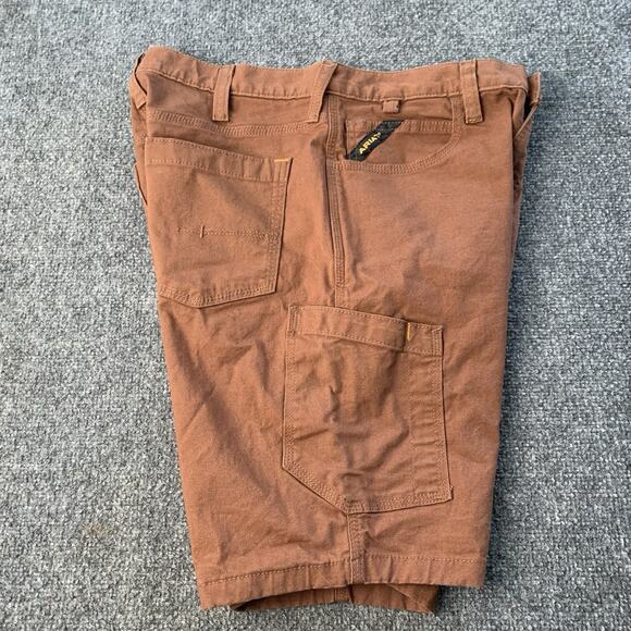 Ariat Shorts Mens 32 Brown Rebar M4 Relaxed Cargo Utility Workwear Stretch - Picture 2 of 16